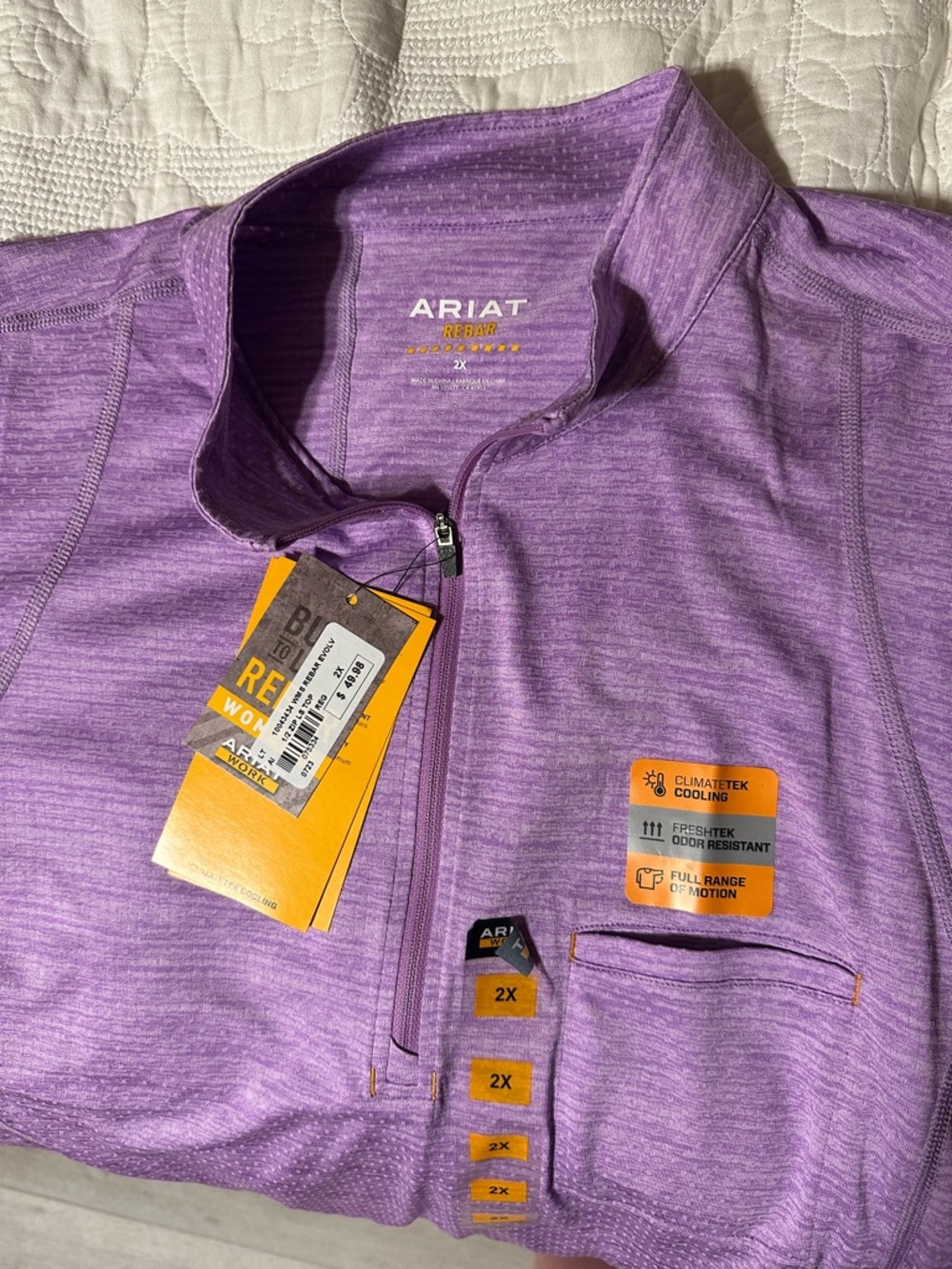 Ariat Heathered Lavender Purple Performance Half-Zip